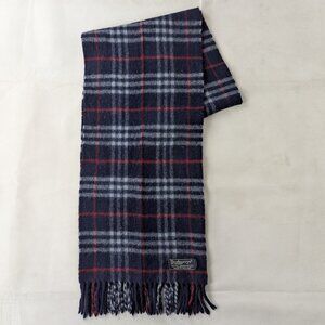 Burberry Blue Check Lambswool Scarf | Classic Luxury